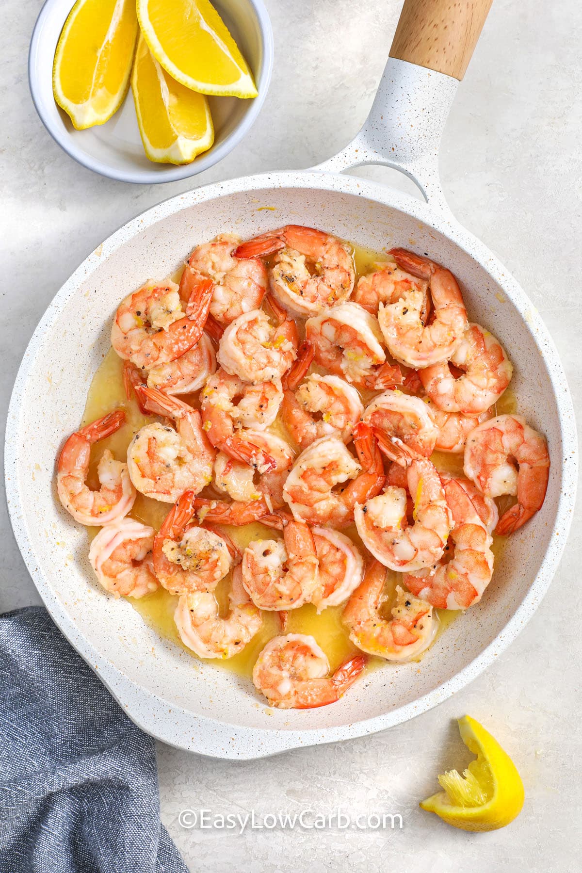 cooking shrimp to make Lemon Garlic Shrimp