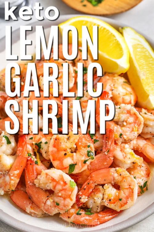 keto Lemon Garlic Shrimp with writing