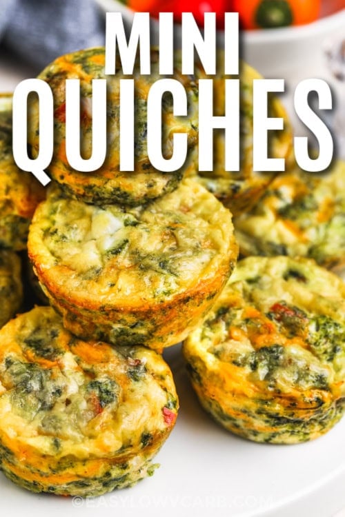 mini quiches on a plate with text