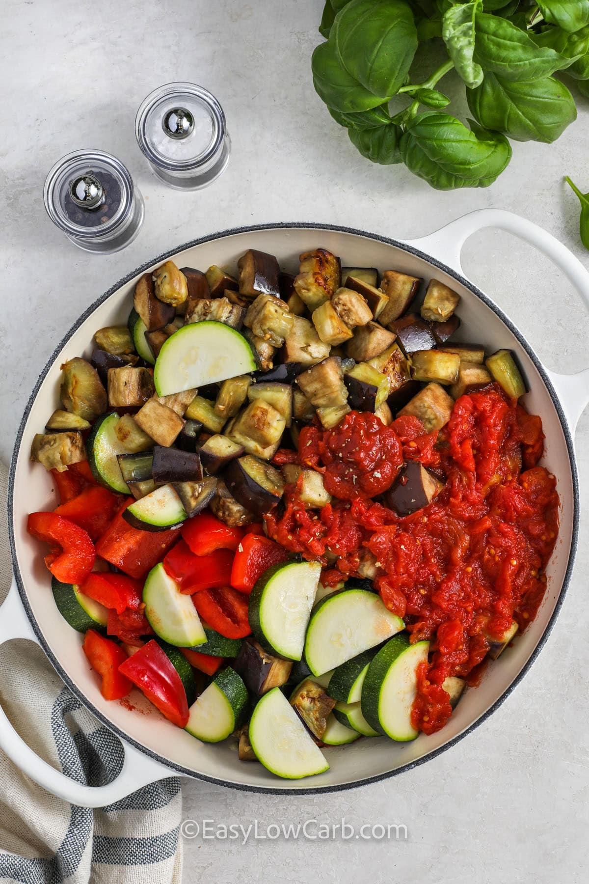 add ingredients together to make Easy Ratatouille Recipe