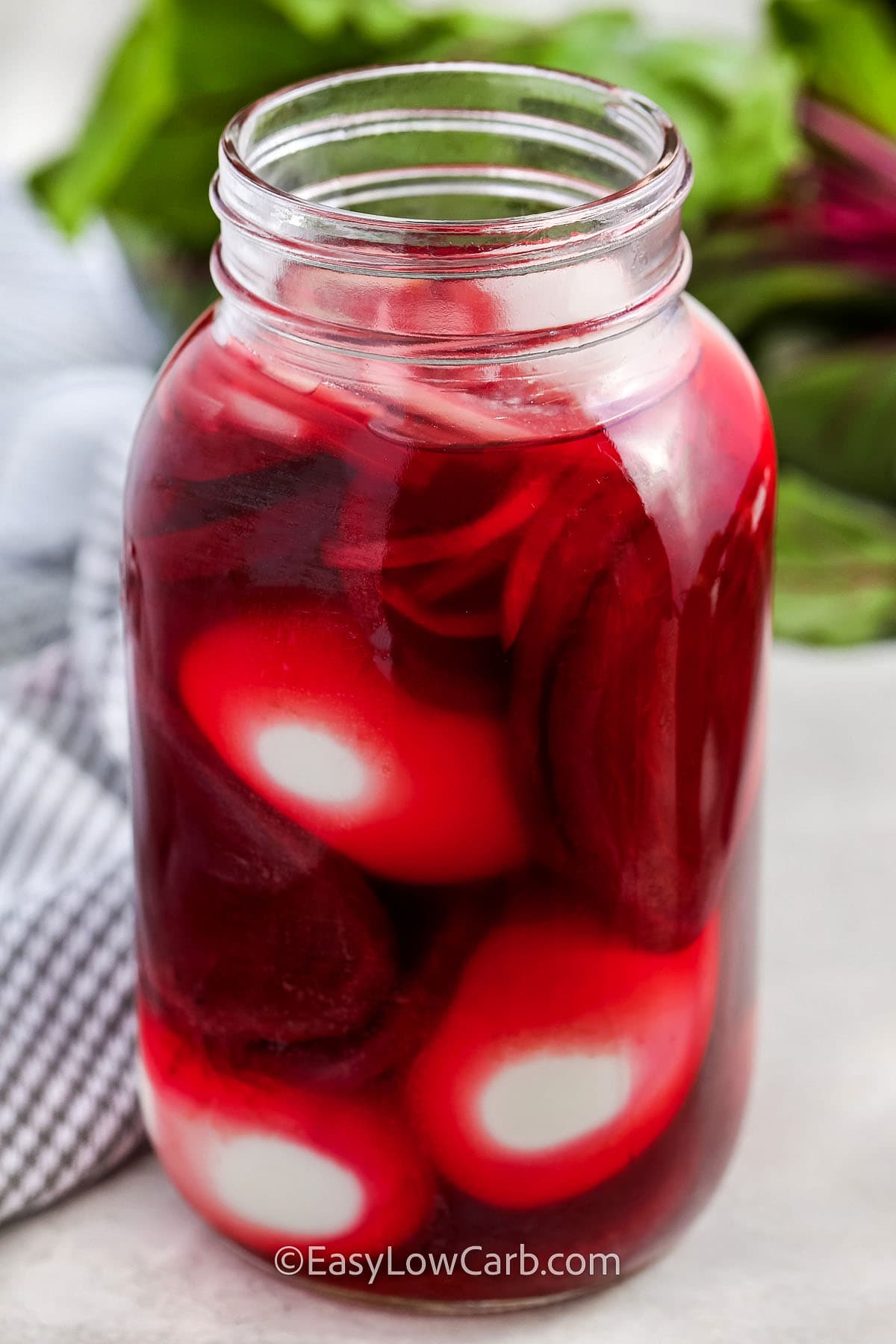 Pickled Eggs and Beets in glass jar