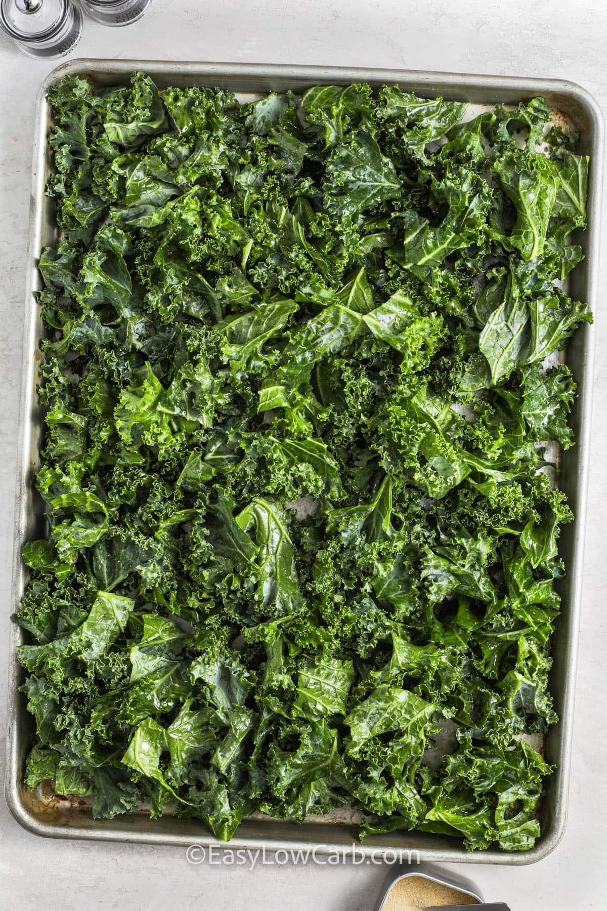 kale on a sheet pan to make Roasted Kale