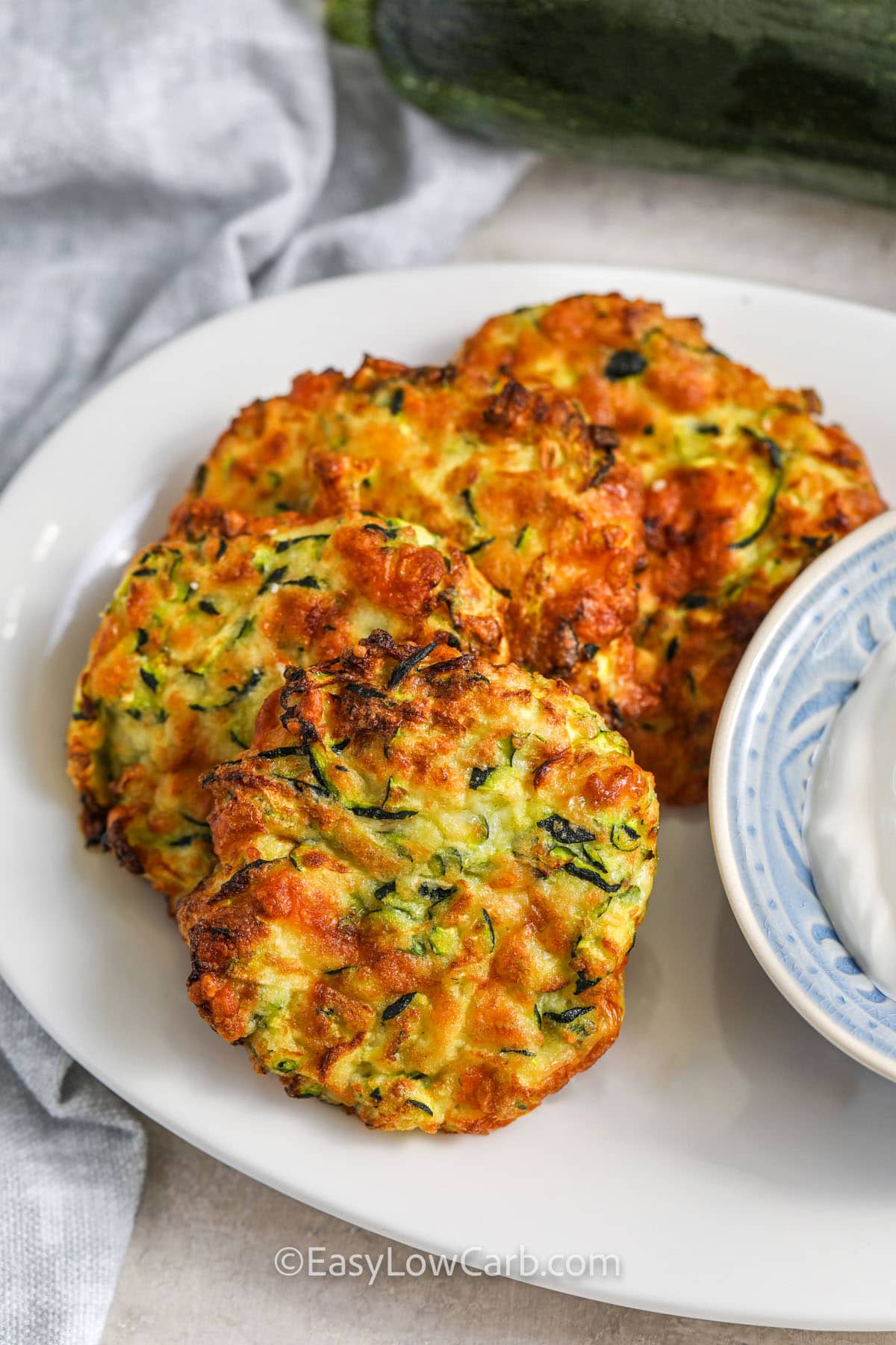 zucchini fritters prepared on a plate