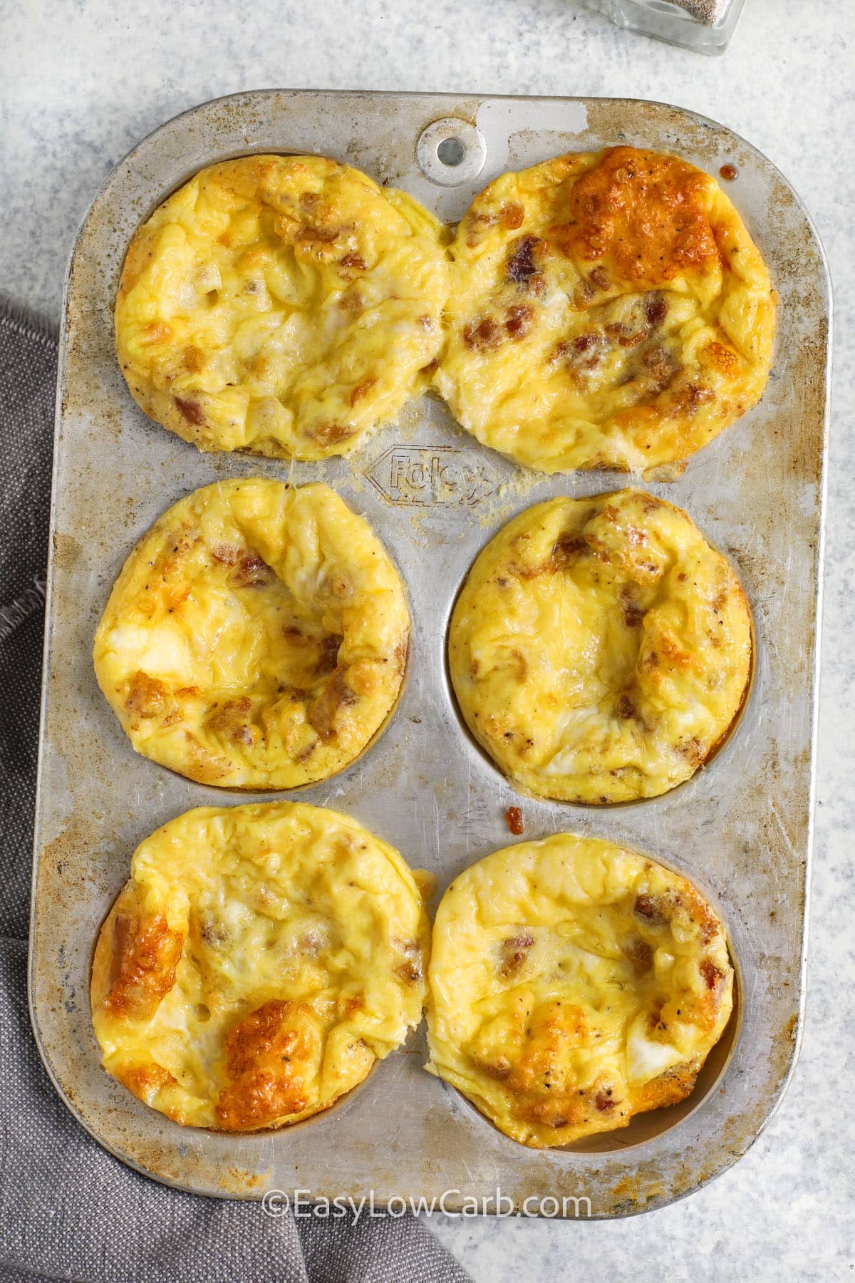 Bacon and Gruyere Egg Bites in the muffin tin