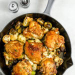 braised chicken thighs in a pan