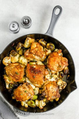 braised chicken thighs in a pan