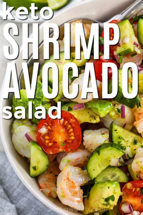 close up of keto Shrimp Avocado Salad