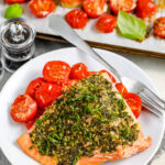 pesto salmon on a plate