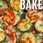 dish of Zucchini Bake with writing