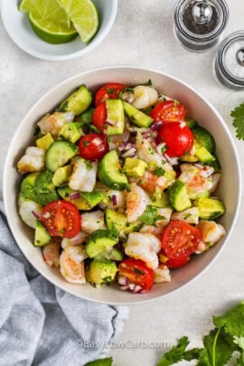 fresh plated Shrimp Avocado Salad