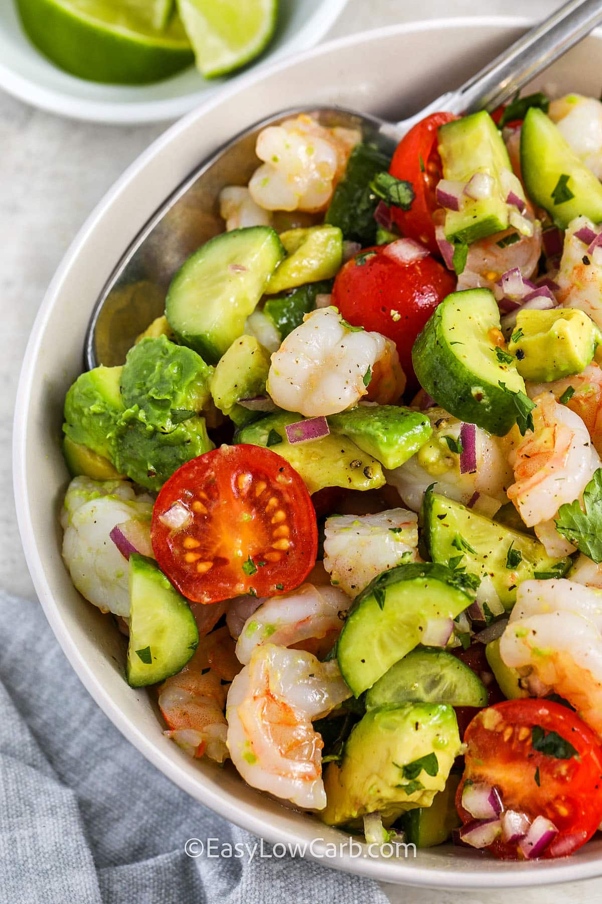 close up of Shrimp Avocado Salad