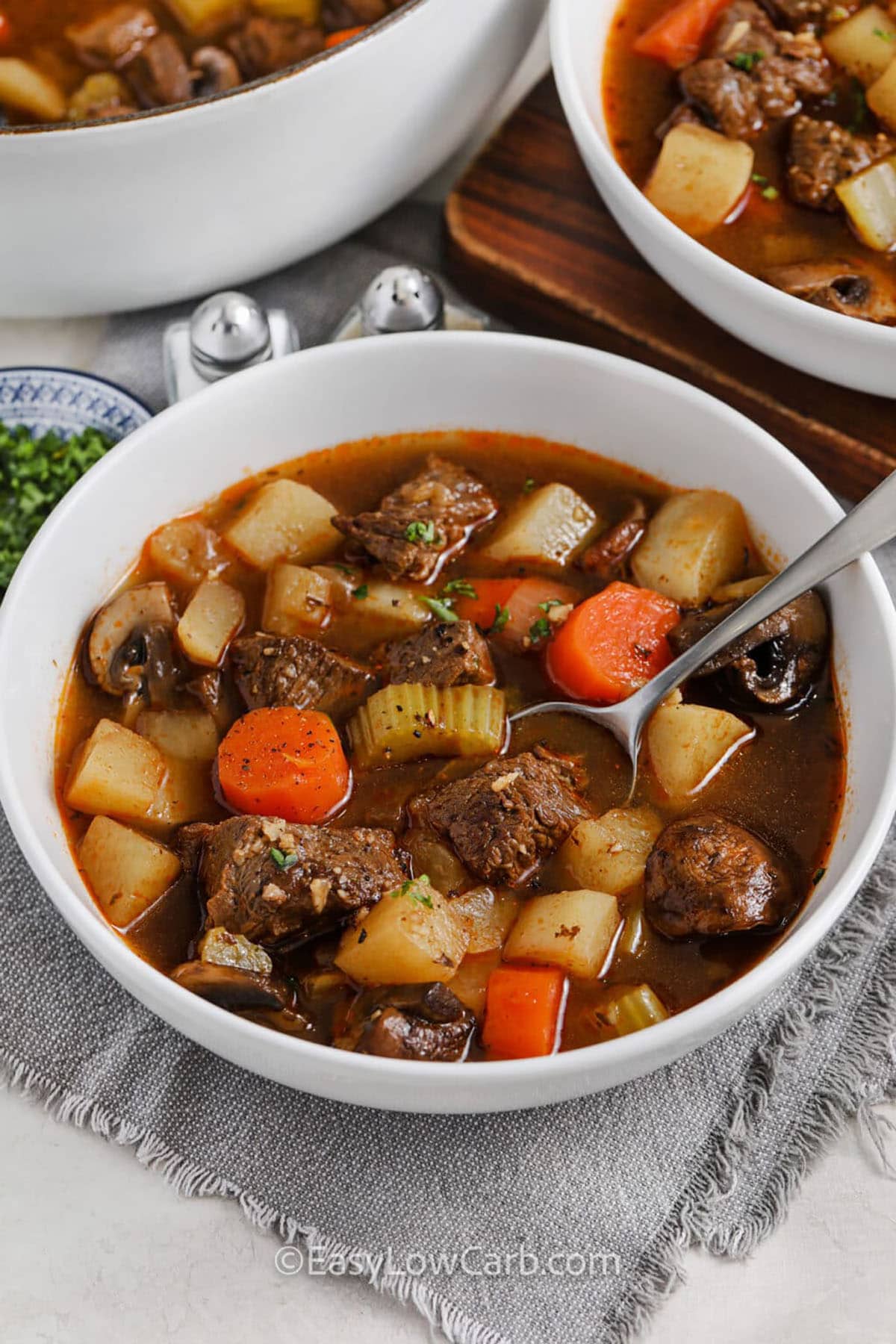 bowls of Homemade Vegetable Beef Soup