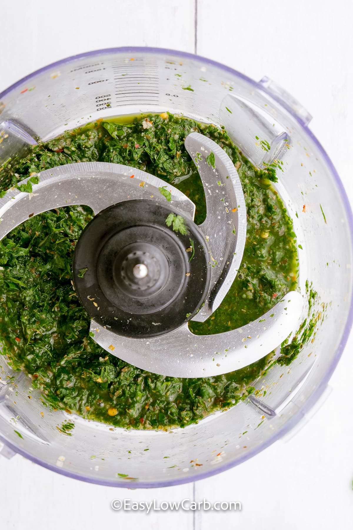 blended Easy Chimichurri Sauce in a food processor