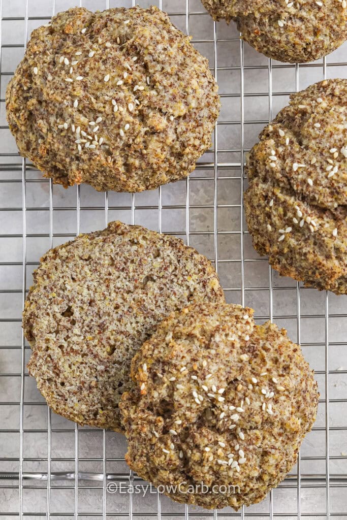 Keto Hamburger Buns on a cooling rack