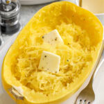 Microwave Spaghetti Squash with butter , salt and pepper