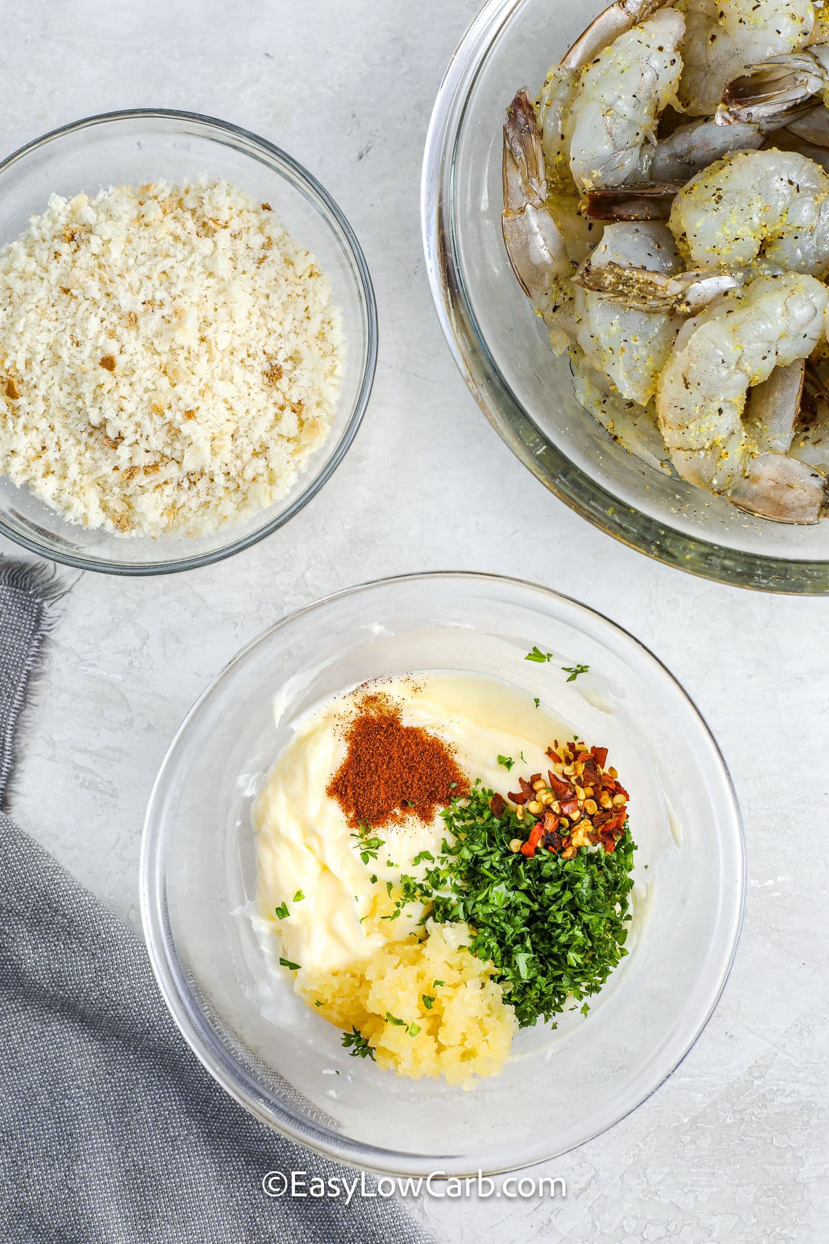 bread crumbs and marinade combined in a bowl