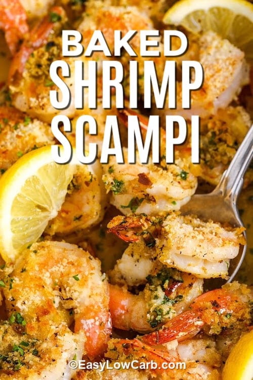 Baked Shrimp Scampi with lemon with a title