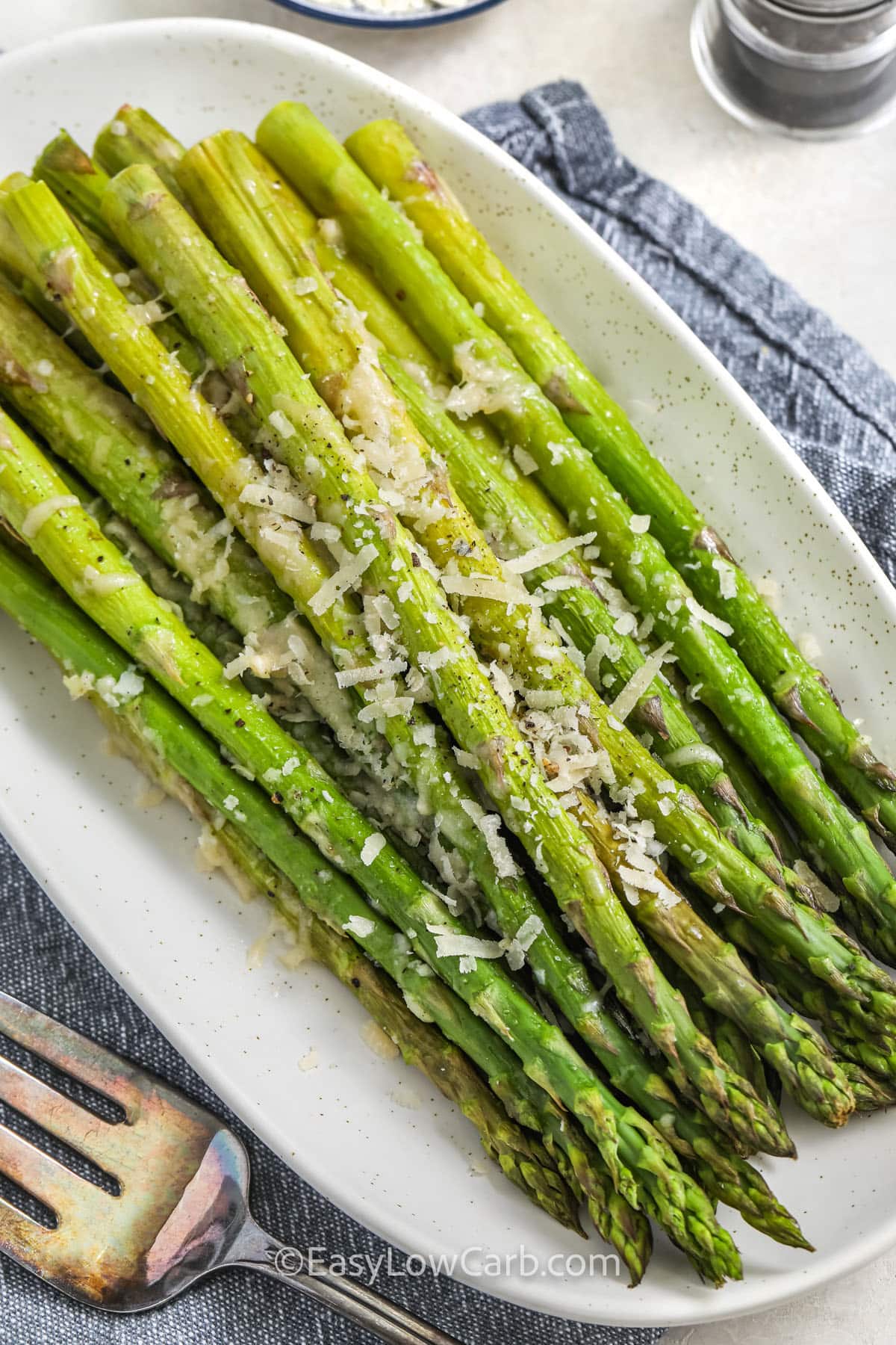 easy Parmesan Asparagus on a plate