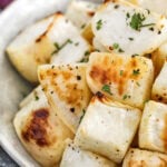 close up of plated Roasted Turnips