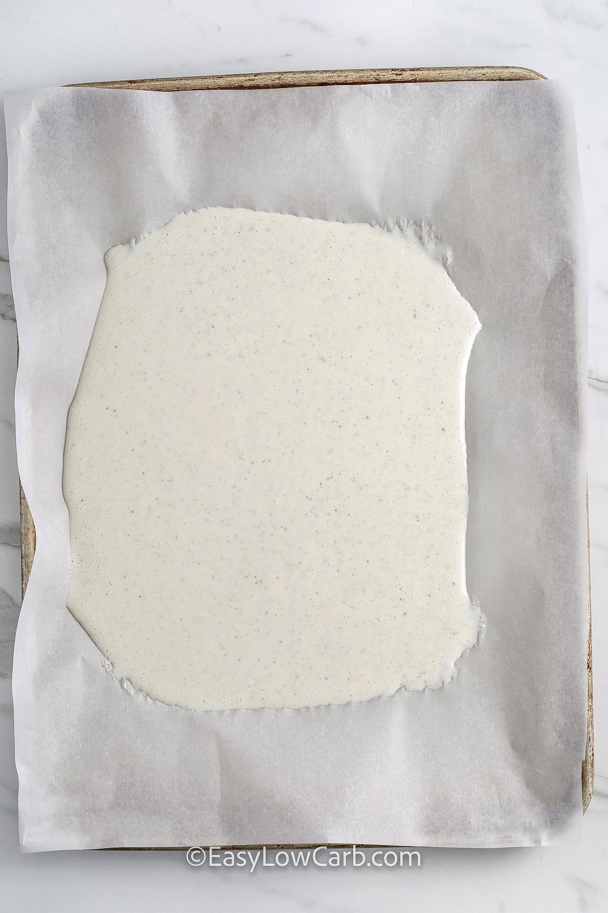 dough on sheet pan to make Cottage Cheese Flatbread