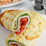 Cottage Cheese Flatbread wrap cut in half