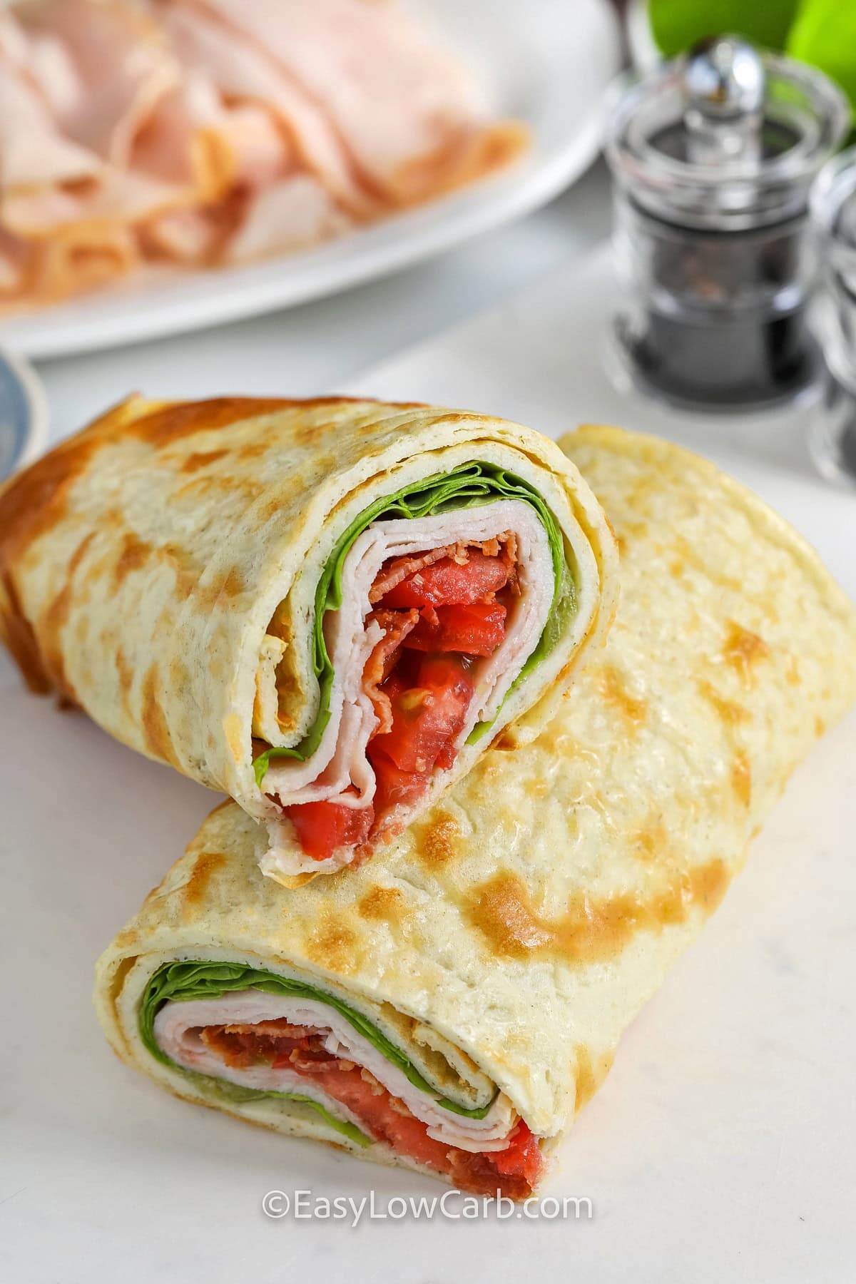 Cottage Cheese Flatbread wrap cut in half