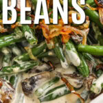 low carb Thanksgiving Green Beans with writing