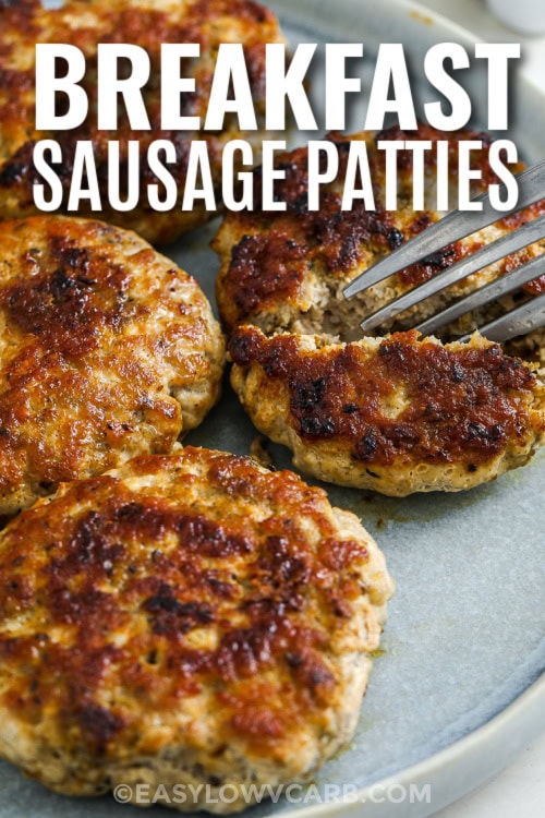 breakfast sausage patties with text
