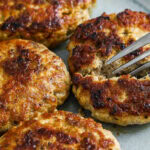 breakfast sausage patties on a plate with text