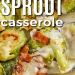 creamy Brussel Sprout Casserole with a title