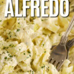 cabbage noodles alfredo with text
