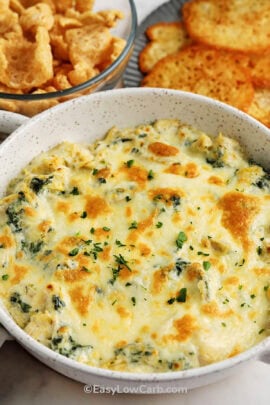 plated Hot Spinach Artichoke Dip