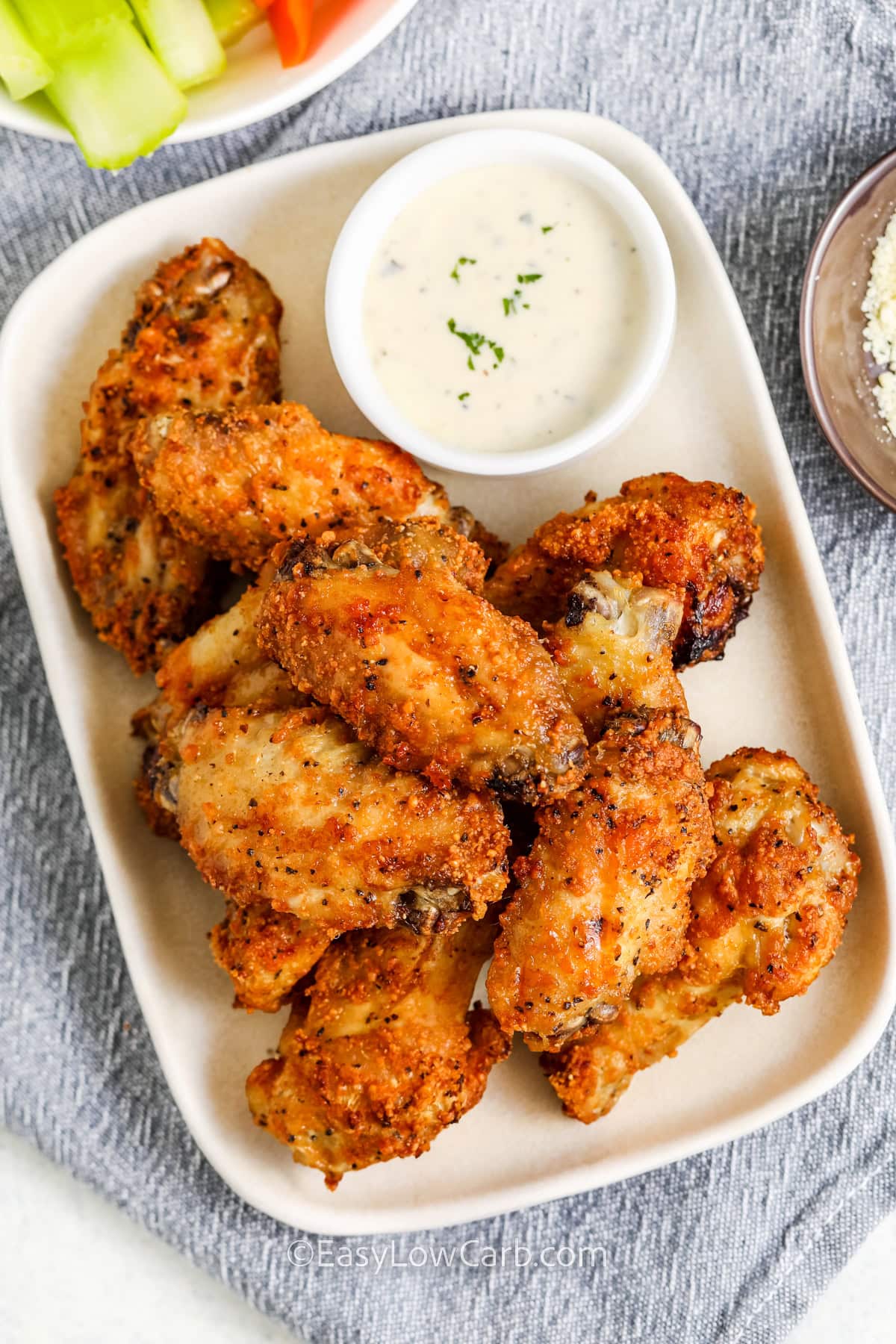 garlic parmesan chicken wings on a plate