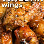 close up of low carb Salt and Vinegar Wings with a title