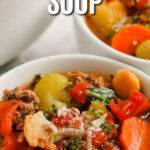 keto minestrone soup with text