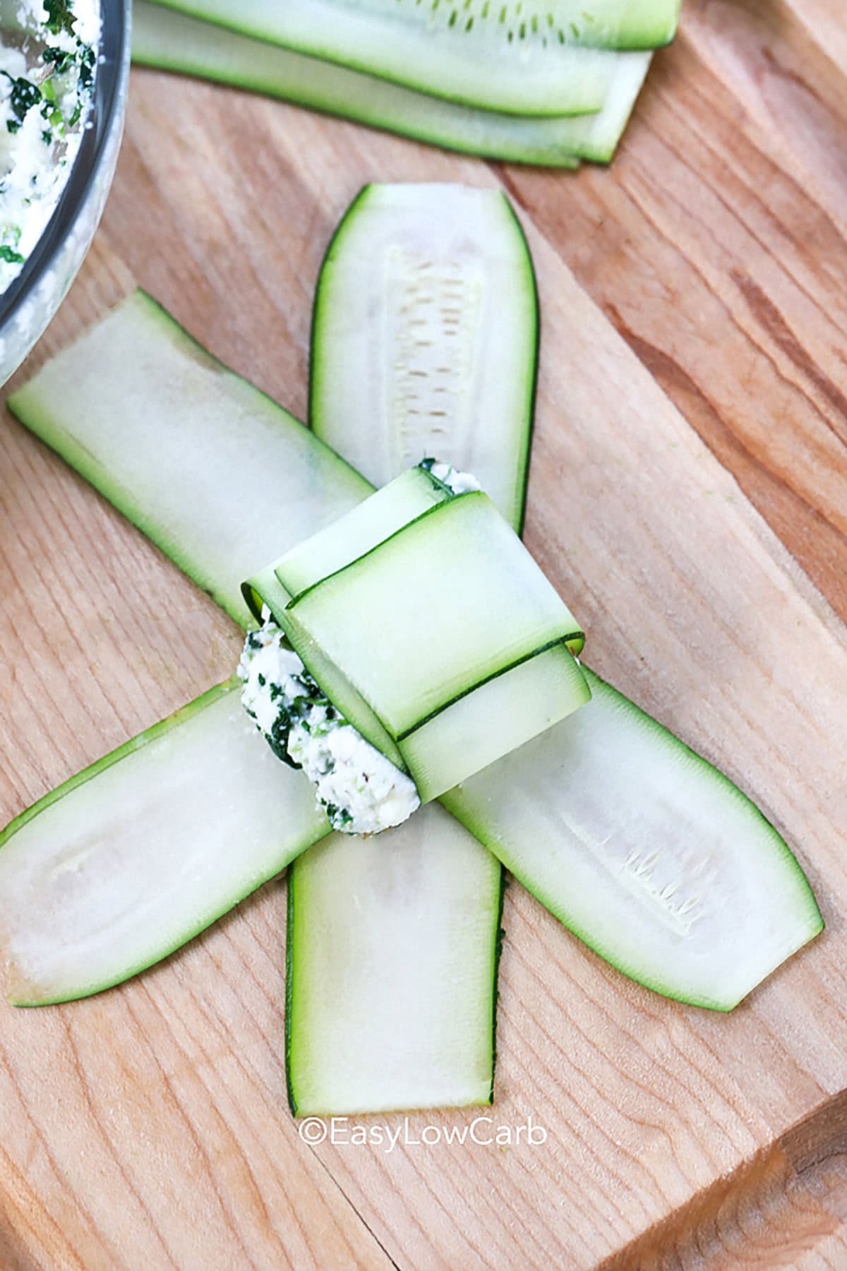process of folding Zucchini Ravioli