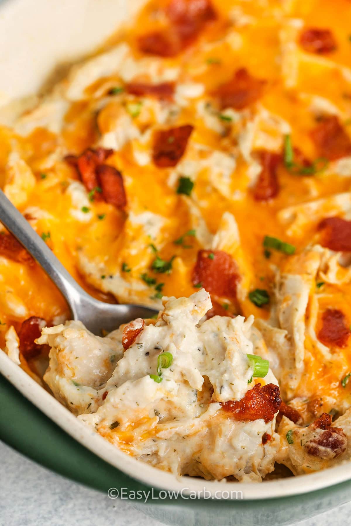 close up of Baked Chicken Crack Recipe on a spoon