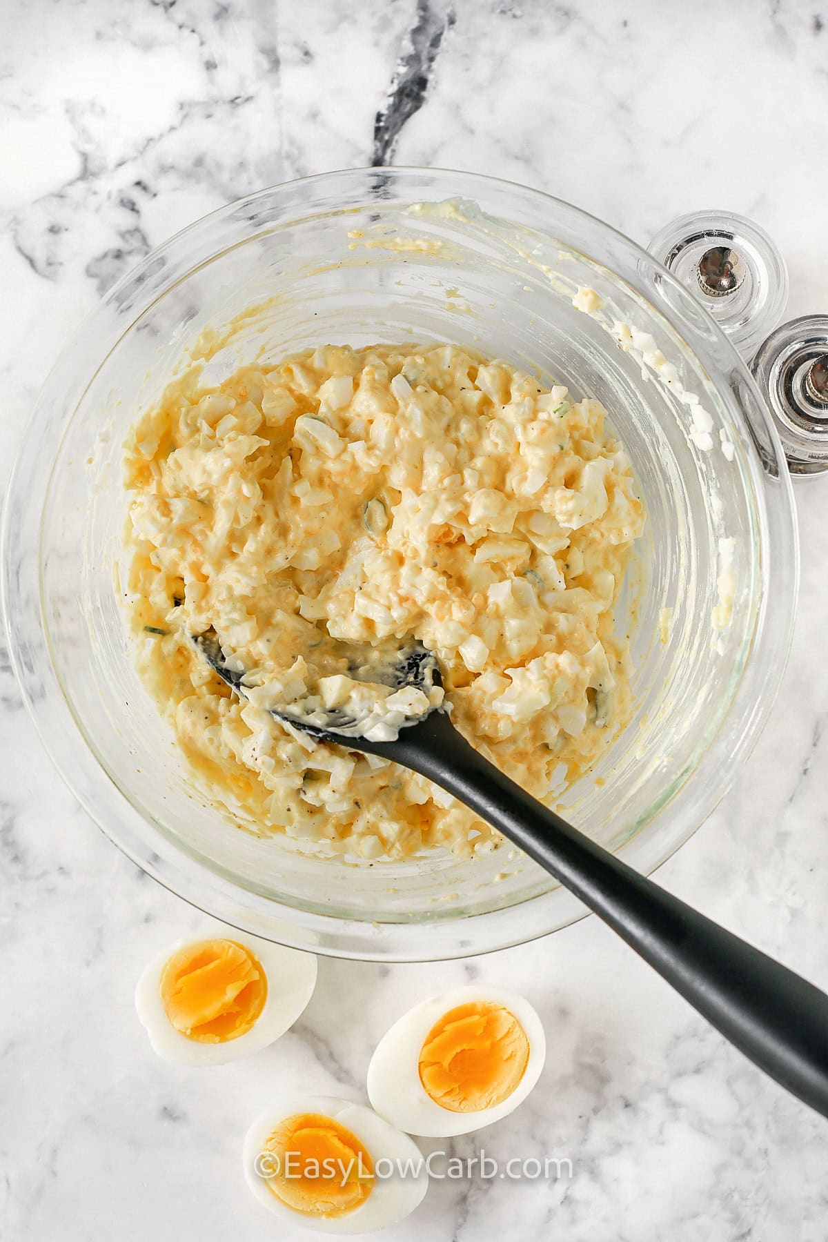 mixed ingredients in a bowl to make Curried Egg Salad