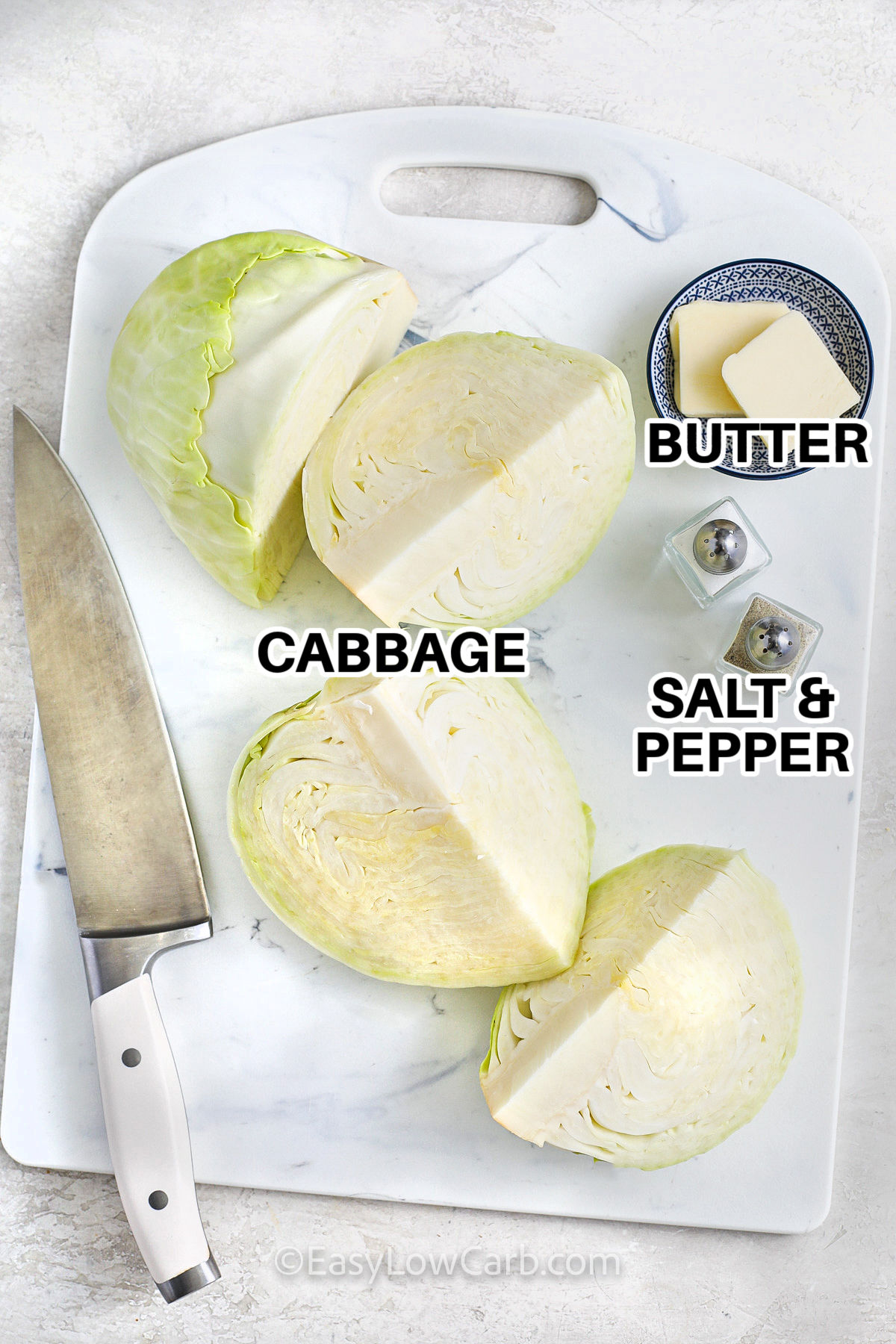 labelled cooked cabbage ingredients
