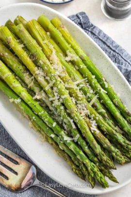 close up of Parmesan Asparagus