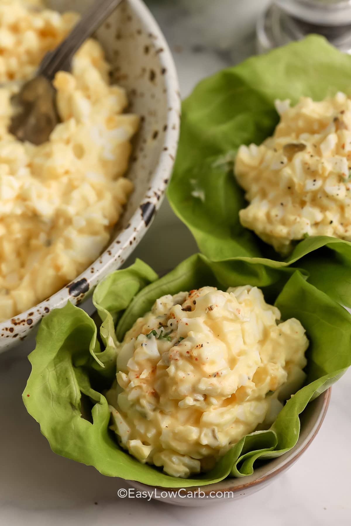 keto egg salad in lettuce