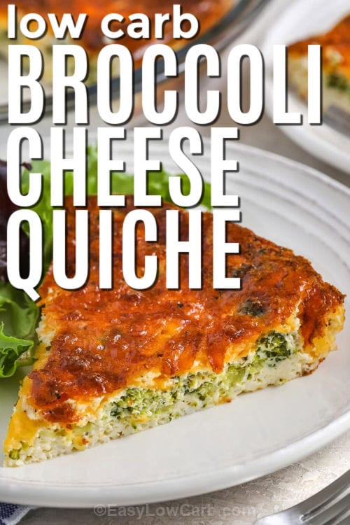 low carb Broccoli Cheese Quiche on a plate