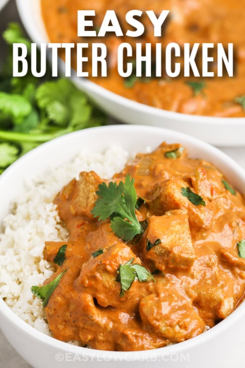 easy butter chicken with text