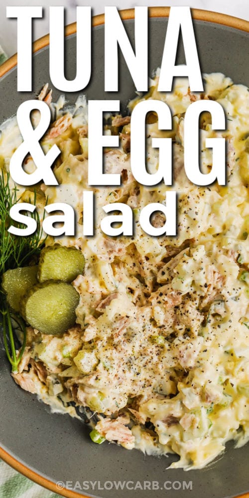 plated Tuna and Egg Salad with a title