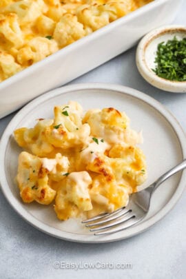 plate of Cheesy Cauliflower Casserole.