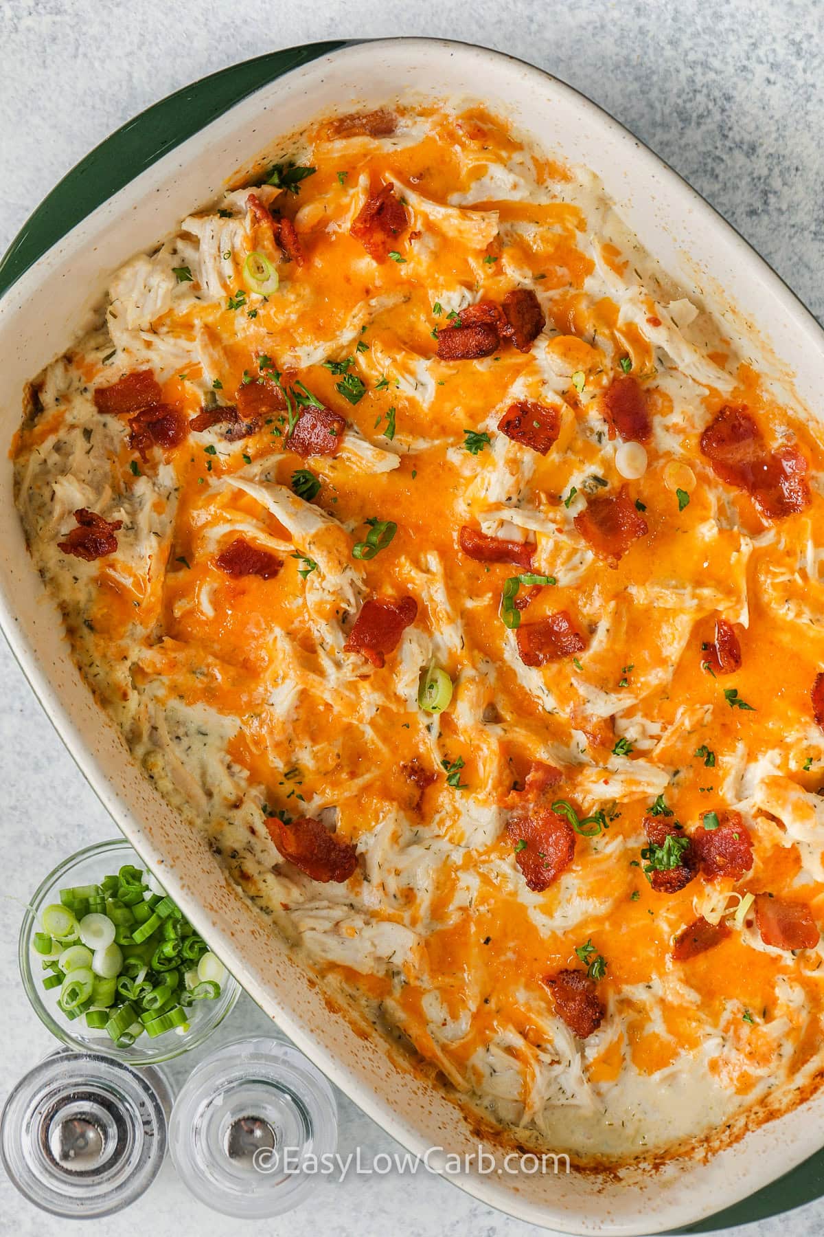 top view of crack chicken casserole