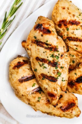close up of Grilled Chicken Breasts on a plate