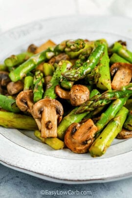 plated Sauteed Asparagus and Mushrooms