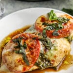 cropped caprese chicken on a plate