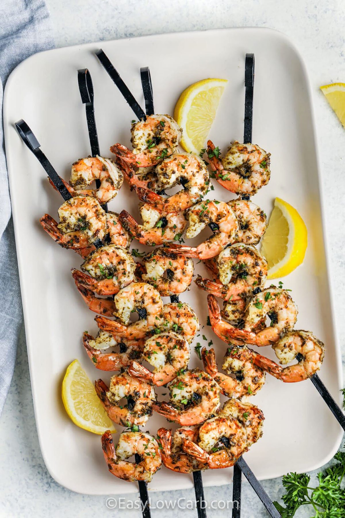 Grilled Shrimp Kabobs Recipe on a plate